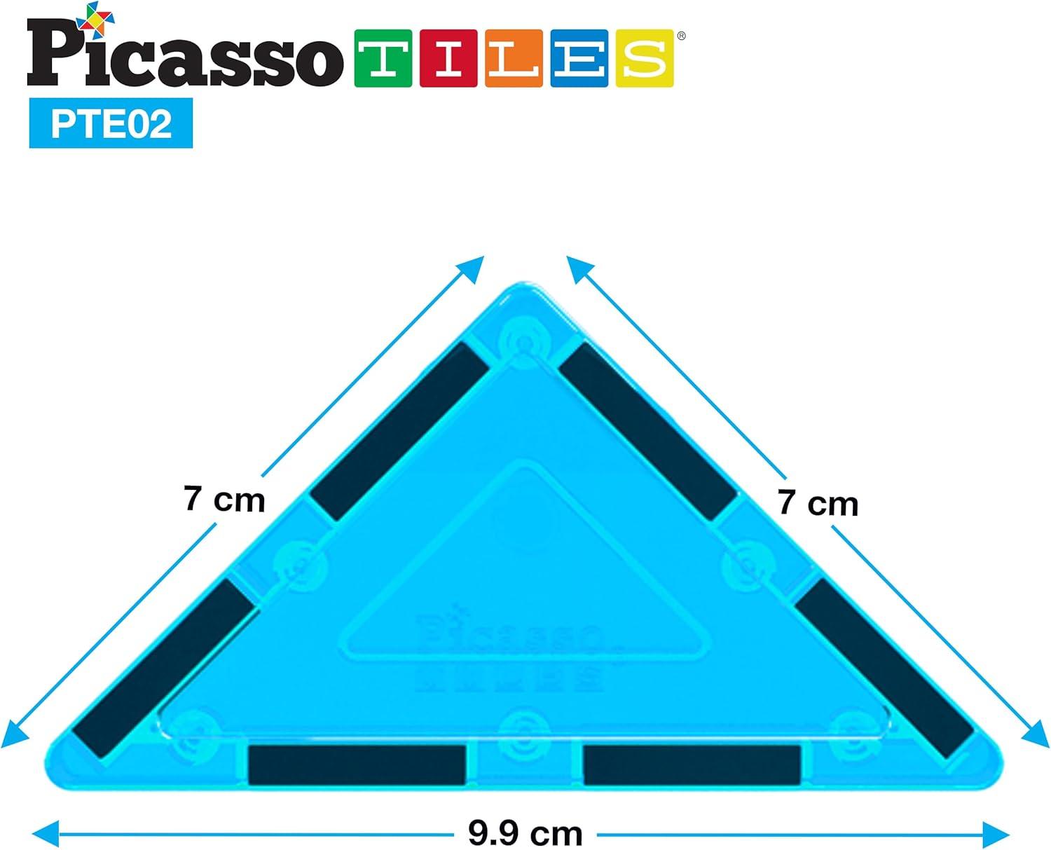 imagePicassoTiles 4pcs Magnetic Building Block Large Square Shape Magnet Tiles Construction Toy STEM Learning Kit Educational Playset Playboard Pretend Play Stacking Blocks Child Brain Development PTE0912Pc R Triangle