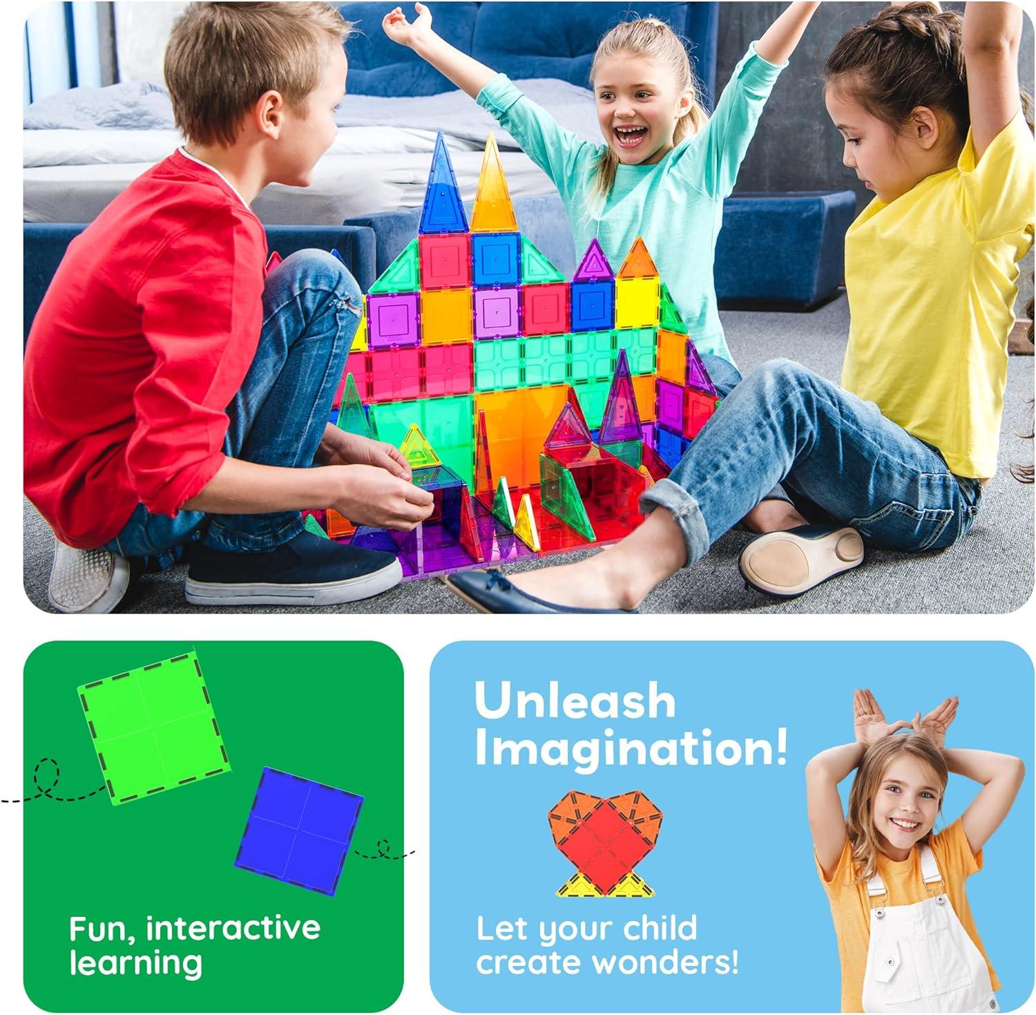 imagePicassoTiles 4pcs Magnetic Building Block Large Square Shape Magnet Tiles Construction Toy STEM Learning Kit Educational Playset Playboard Pretend Play Stacking Blocks Child Brain Development PTE094Pc Large Square
