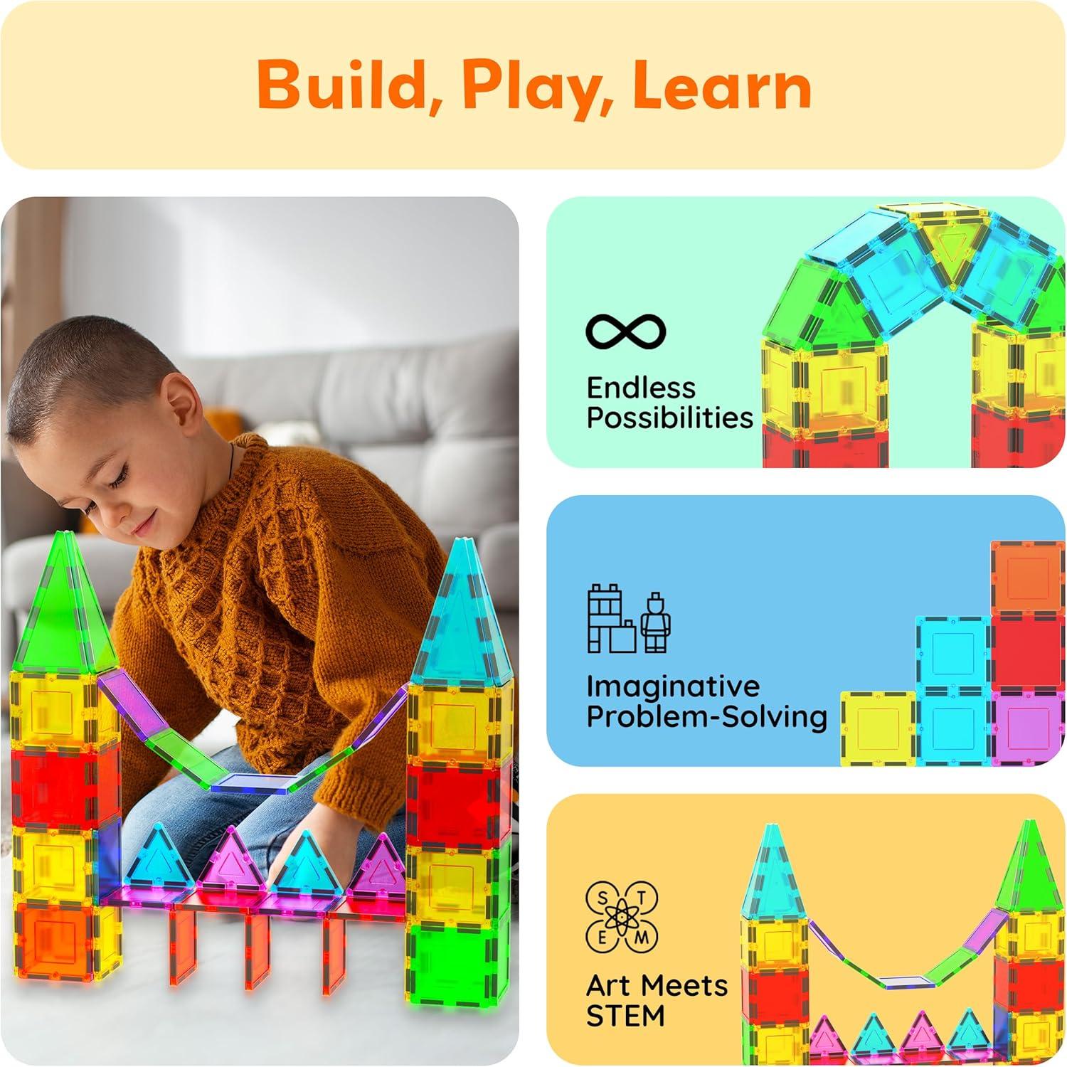 imagePicassoTiles 4pcs Magnetic Building Block Large Square Shape Magnet Tiles Construction Toy STEM Learning Kit Educational Playset Playboard Pretend Play Stacking Blocks Child Brain Development PTE0912Pc Square