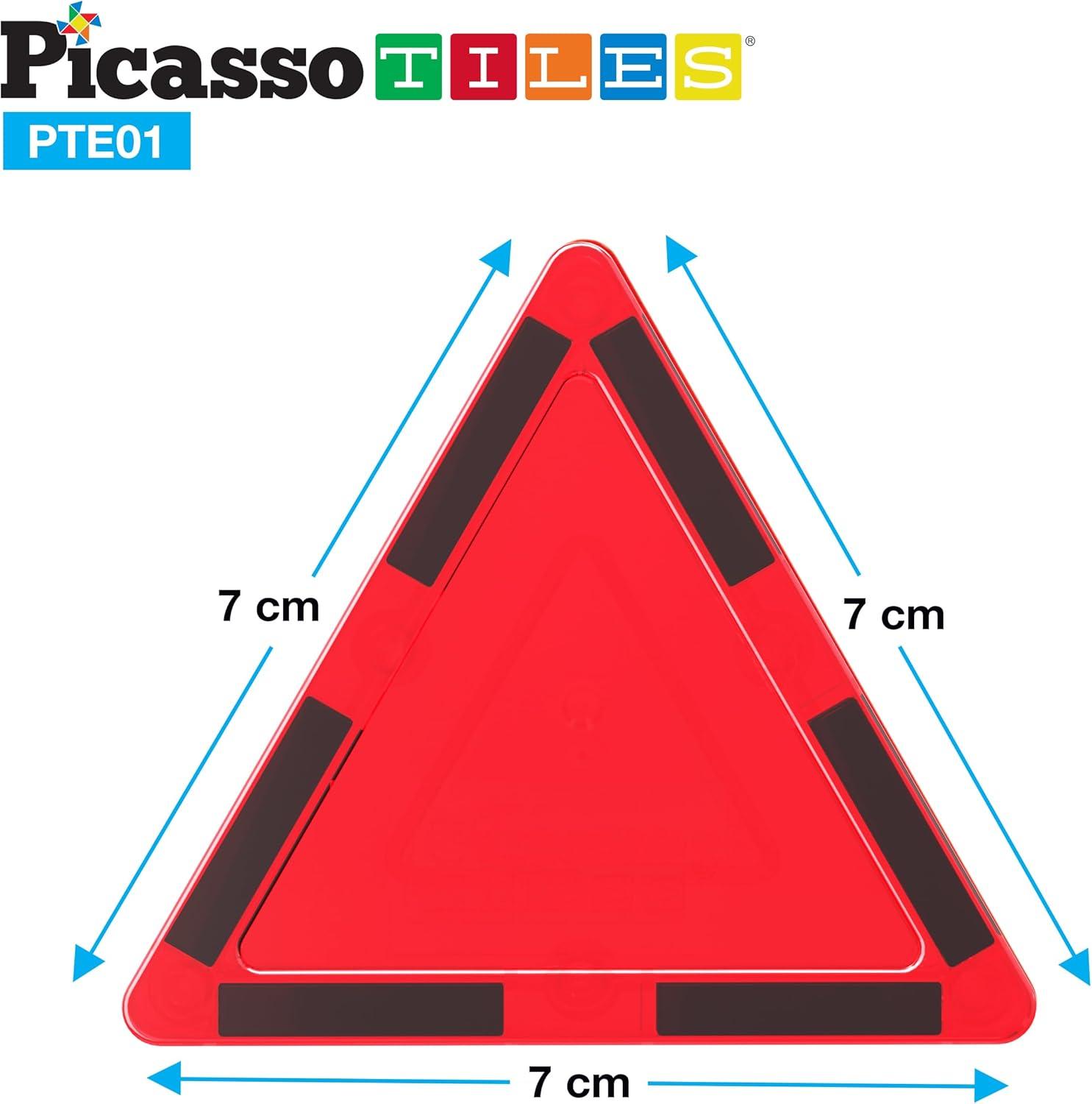 imagePicassoTiles 4pcs Magnetic Building Block Large Square Shape Magnet Tiles Construction Toy STEM Learning Kit Educational Playset Playboard Pretend Play Stacking Blocks Child Brain Development PTE0912Pc E Triangle