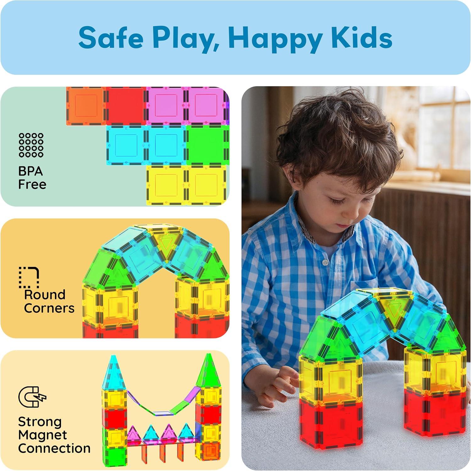 imagePicassoTiles 4pcs Magnetic Building Block Large Square Shape Magnet Tiles Construction Toy STEM Learning Kit Educational Playset Playboard Pretend Play Stacking Blocks Child Brain Development PTE0912Pc Square