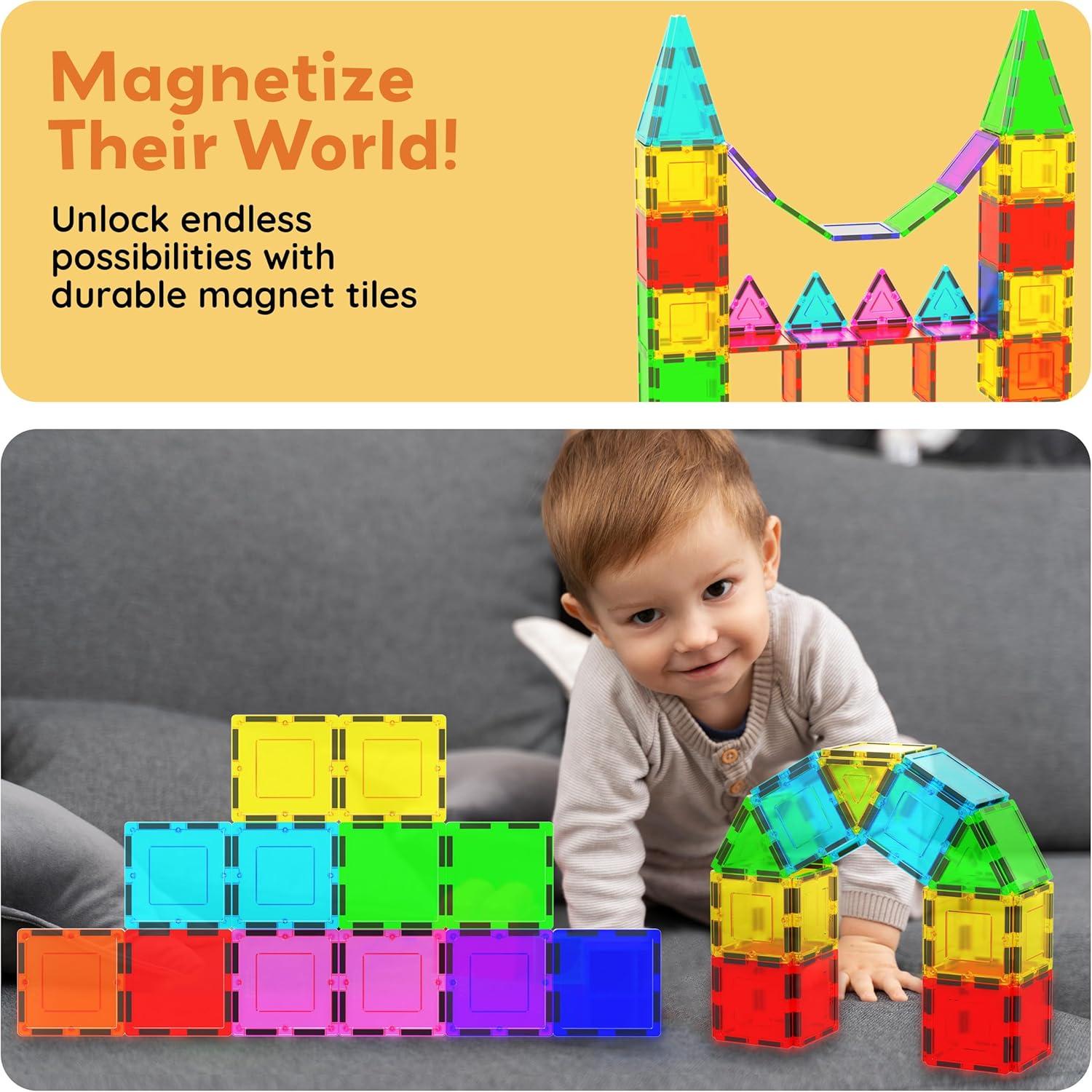 imagePicassoTiles 4pcs Magnetic Building Block Large Square Shape Magnet Tiles Construction Toy STEM Learning Kit Educational Playset Playboard Pretend Play Stacking Blocks Child Brain Development PTE0912Pc Square