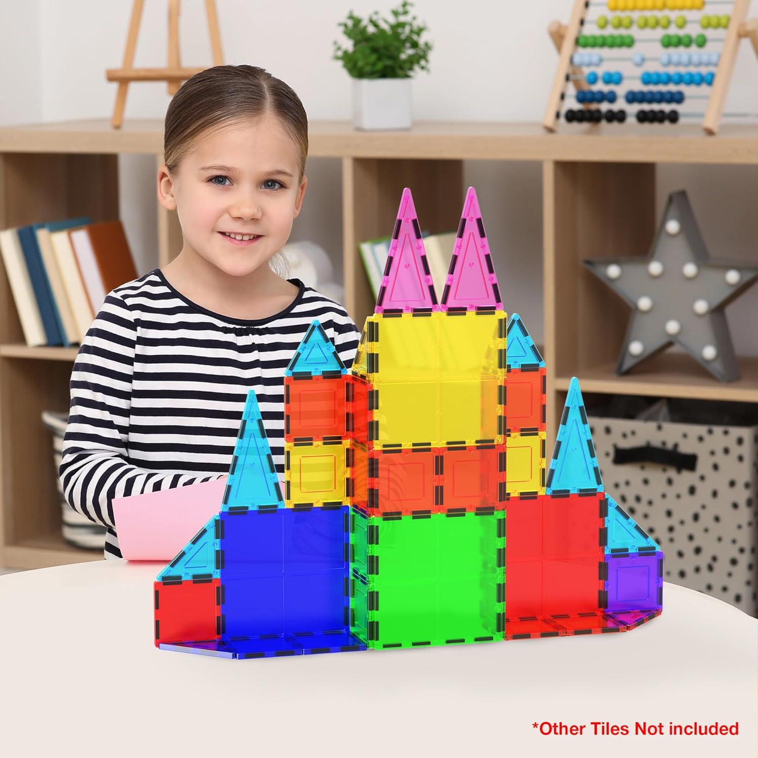 imagePicassoTiles 4pcs Magnetic Building Block Large Square Shape Magnet Tiles Construction Toy STEM Learning Kit Educational Playset Playboard Pretend Play Stacking Blocks Child Brain Development PTE094Pc Large Square