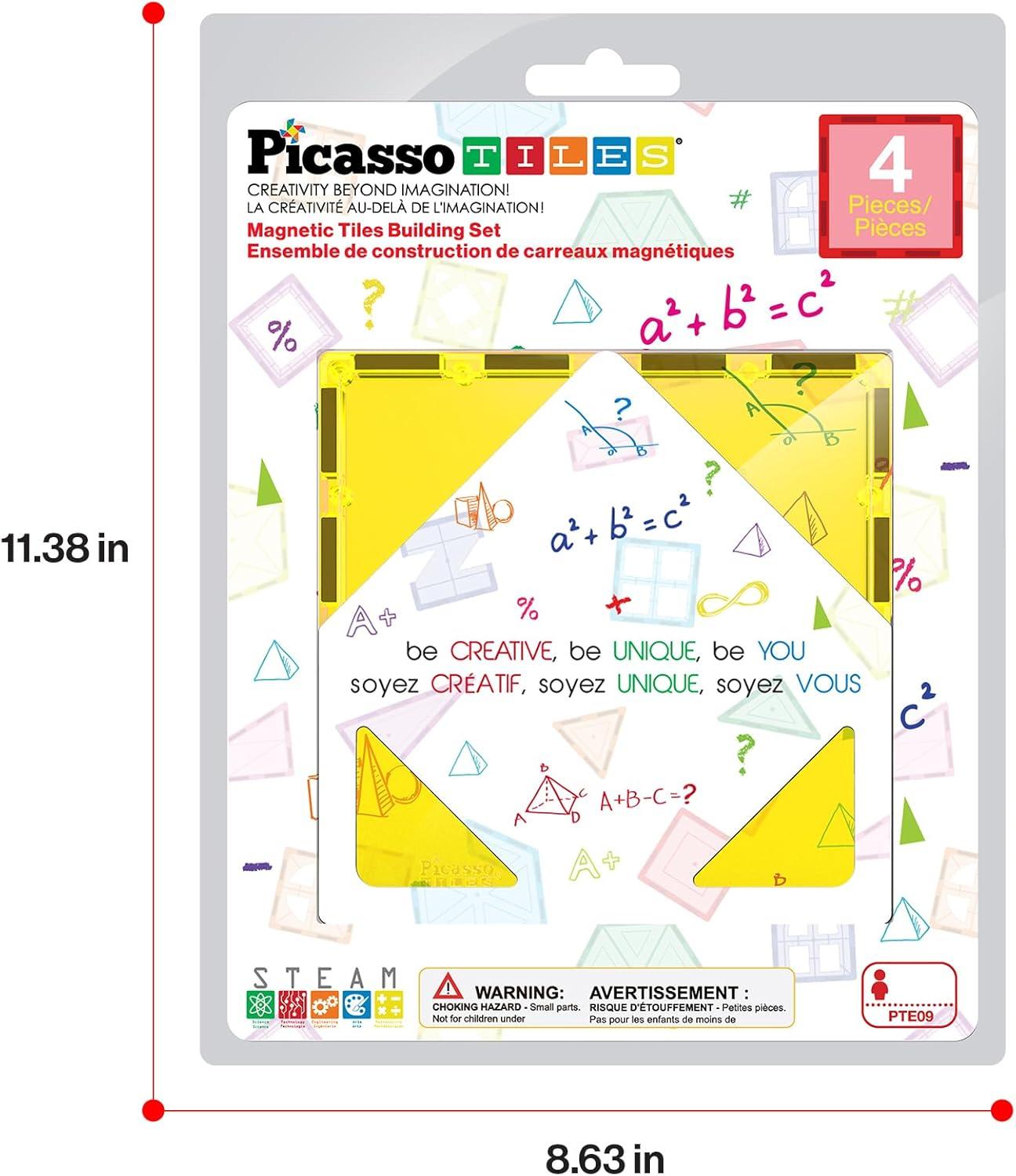 imagePicassoTiles 4pcs Magnetic Building Block Large Square Shape Magnet Tiles Construction Toy STEM Learning Kit Educational Playset Playboard Pretend Play Stacking Blocks Child Brain Development PTE094Pc Large Square