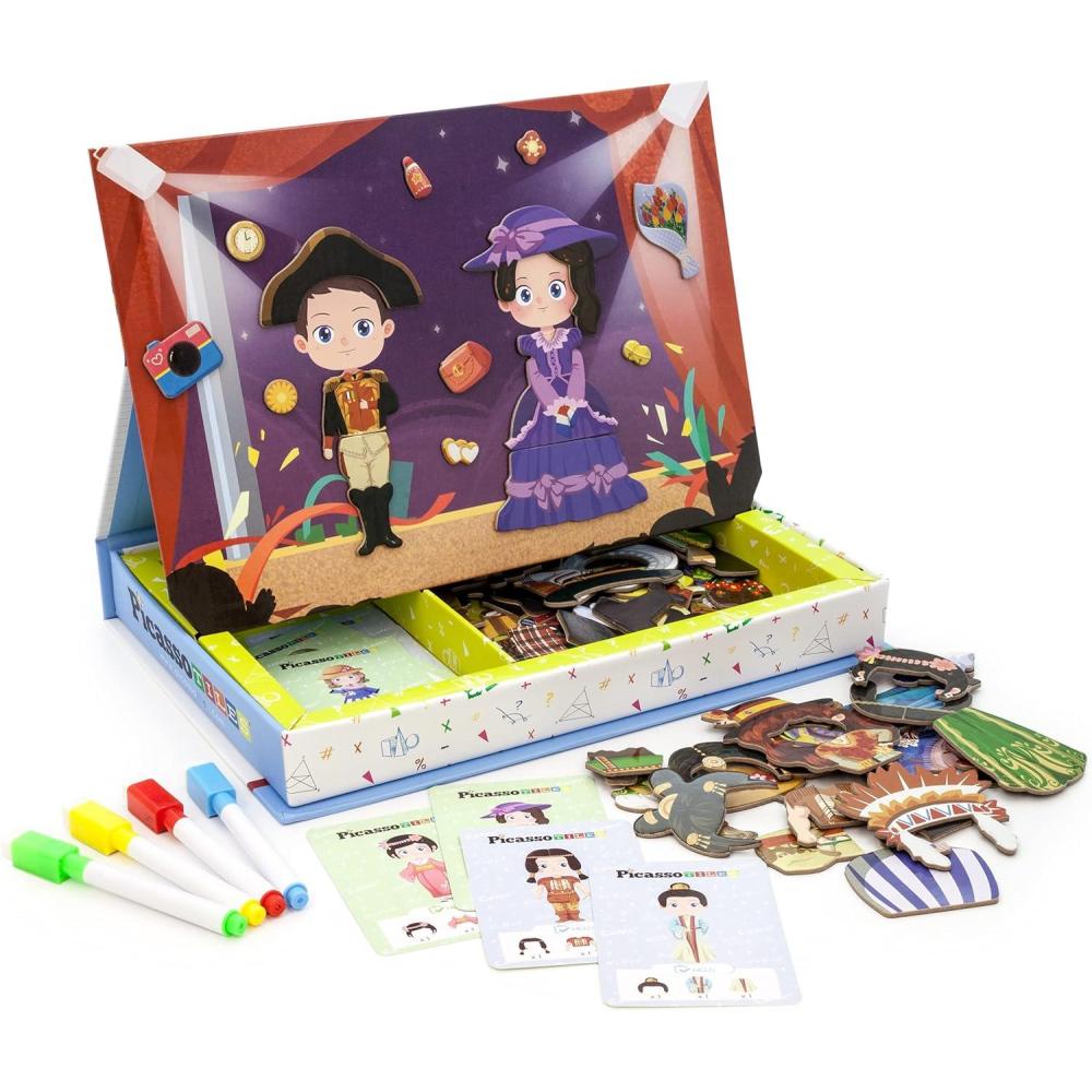 imagePicassoTiles 115 Piece Magnetic FaceBoard Mix ampamp Match Activity DIY Dress Up Puzzle Book Kids Toy Set Educational Playset STEM Learning 20 FREE Unique Creative Inspirational Style Building Idea Cards