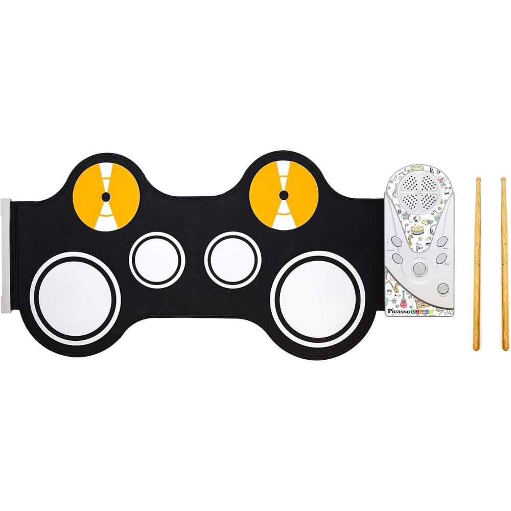 imagePicassoTiles Electronic Piano 49Key Flexible RollUp Keyboard with Recording Feature 8 Tones 6 Demo Songs Builtin Speaker Educational Music Toy for Kids Toddlers Boys Girls Rainbow Color Design PT49PT50BLUWHT