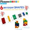 imagePicassoTiles 200 Piece Large Construction Brick Building Blocks STEM Bricks Toy Set Creative Learning Early Education Playset 5 Colors 4 Unique Shapes Mix ampamp Match Toys for Kids Boys Girls Child Age 3Red