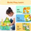imagePicassoTiles 26pcs Magnetic Tiles Magnet Tile Building Blocks Printed Fall Farm Themed Animal Toy Set with 8 Farmyard Animals Character Action Figures STEM Learning Playset for Kids Ages 3 PTQ27Farm