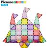 imagePicassoTiles Magnetic Tiles Blocks Magnet Tile Magnets Building Blocks Construction Toy Set with Reflective Leaf Flakes Magnetic Building Tiles Toys STEM Learning Kit Stacking Block Playset PTJ48