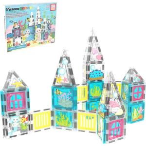 imagePicassoTiles 26pcs Magnetic Tiles Magnet Tile Building Blocks Printed Fall Farm Themed Animal Toy Set with 8 Farmyard Animals Character Action Figures STEM Learning Playset for Kids Ages 3 PTQ27Mermaid Theme