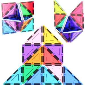 imagePicassoTiles 4pcs Magnetic Building Block Large Square Shape Magnet Tiles Construction Toy STEM Learning Kit Educational Playset Playboard Pretend Play Stacking Blocks Child Brain Development PTE0912Pc R Triangle