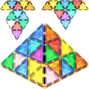 imagePicassoTiles 4pcs Magnetic Building Block Large Square Shape Magnet Tiles Construction Toy STEM Learning Kit Educational Playset Playboard Pretend Play Stacking Blocks Child Brain Development PTE0912Pc E Triangle