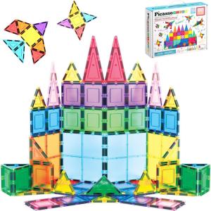 imagePicassoTiles 60 Piece Set 60pcs Magnet Building Tiles Clear Magnetic 3D Blocks Construction Playboards  Creativity Beyond Imagination Inspirational Recreational Educational Conventional