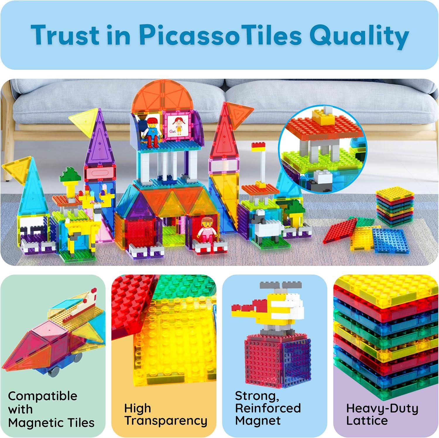 imagePicassoTiles Brick Baseplate Classic Building Block Foundation Kit 20 Pack 10quotx10quot Platform Multi Color Bricks Stud Blocks Compatible with All Major Brands STEM Construction Set Kids Ages 3 PBS0212pcs Spikes01