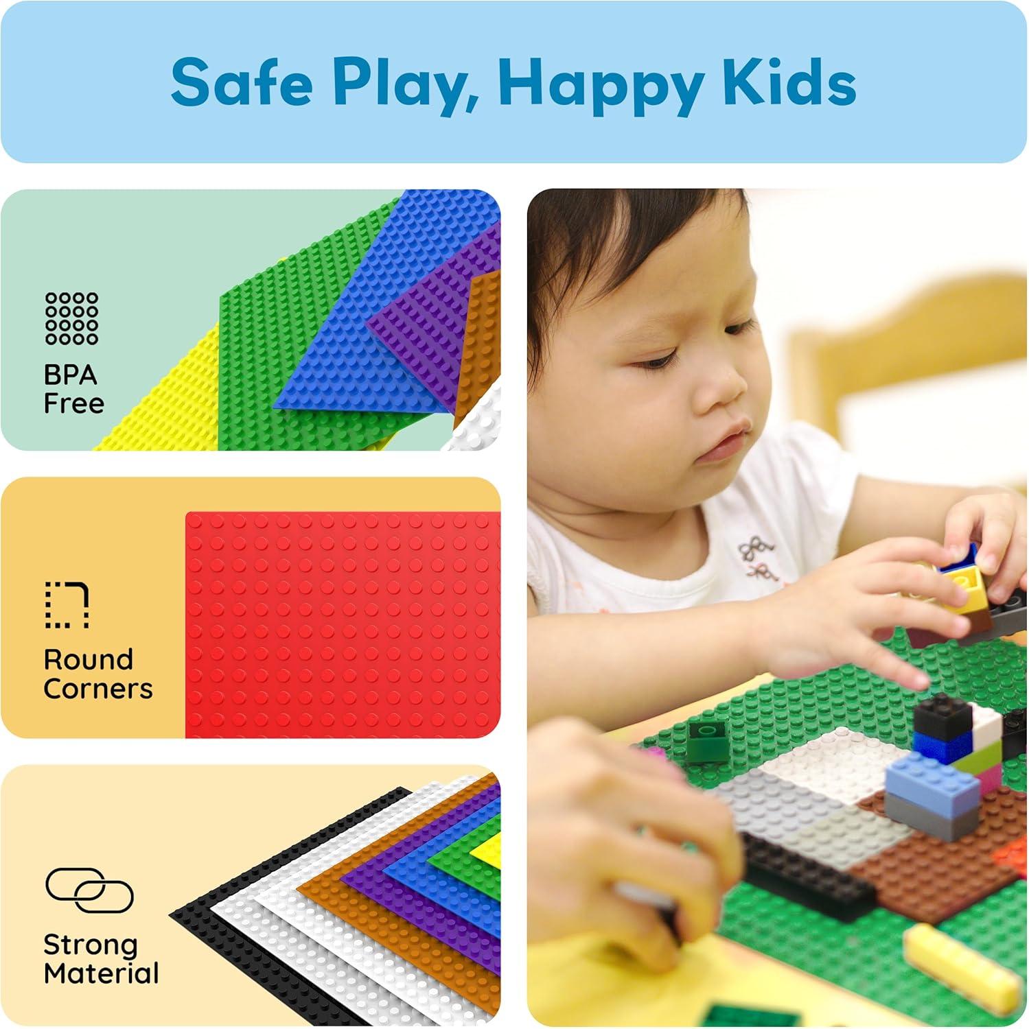 imagePicassoTiles Brick Baseplate Classic Building Block Foundation Kit 20 Pack 10quotx10quot Platform Multi Color Bricks Stud Blocks Compatible with All Major Brands STEM Construction Set Kids Ages 3 PBS0220 Pack 10x10 Platform Multi Color Bricks