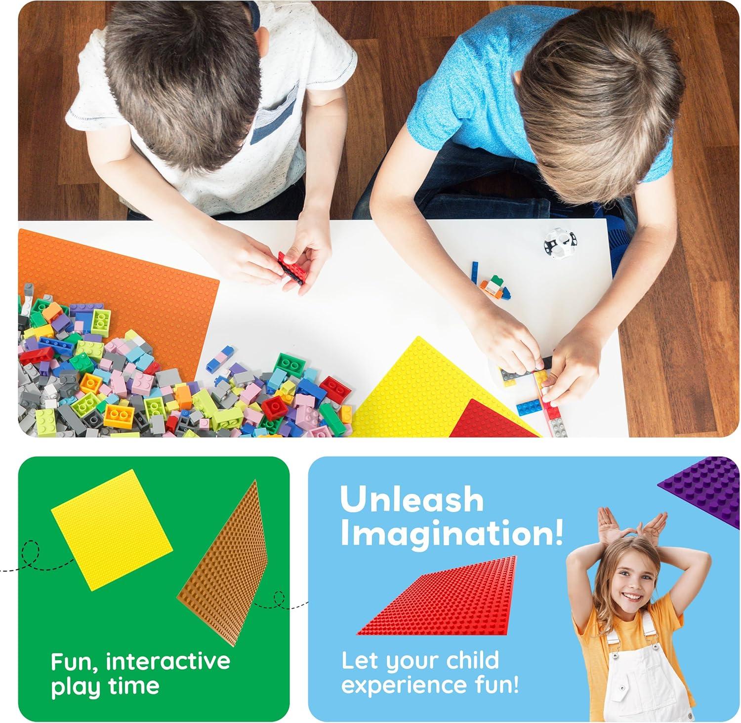 imagePicassoTiles Brick Baseplate Classic Building Block Foundation Kit 20 Pack 10quotx10quot Platform Multi Color Bricks Stud Blocks Compatible with All Major Brands STEM Construction Set Kids Ages 3 PBS0220 Pack 10x10 Platform Multi Color Bricks