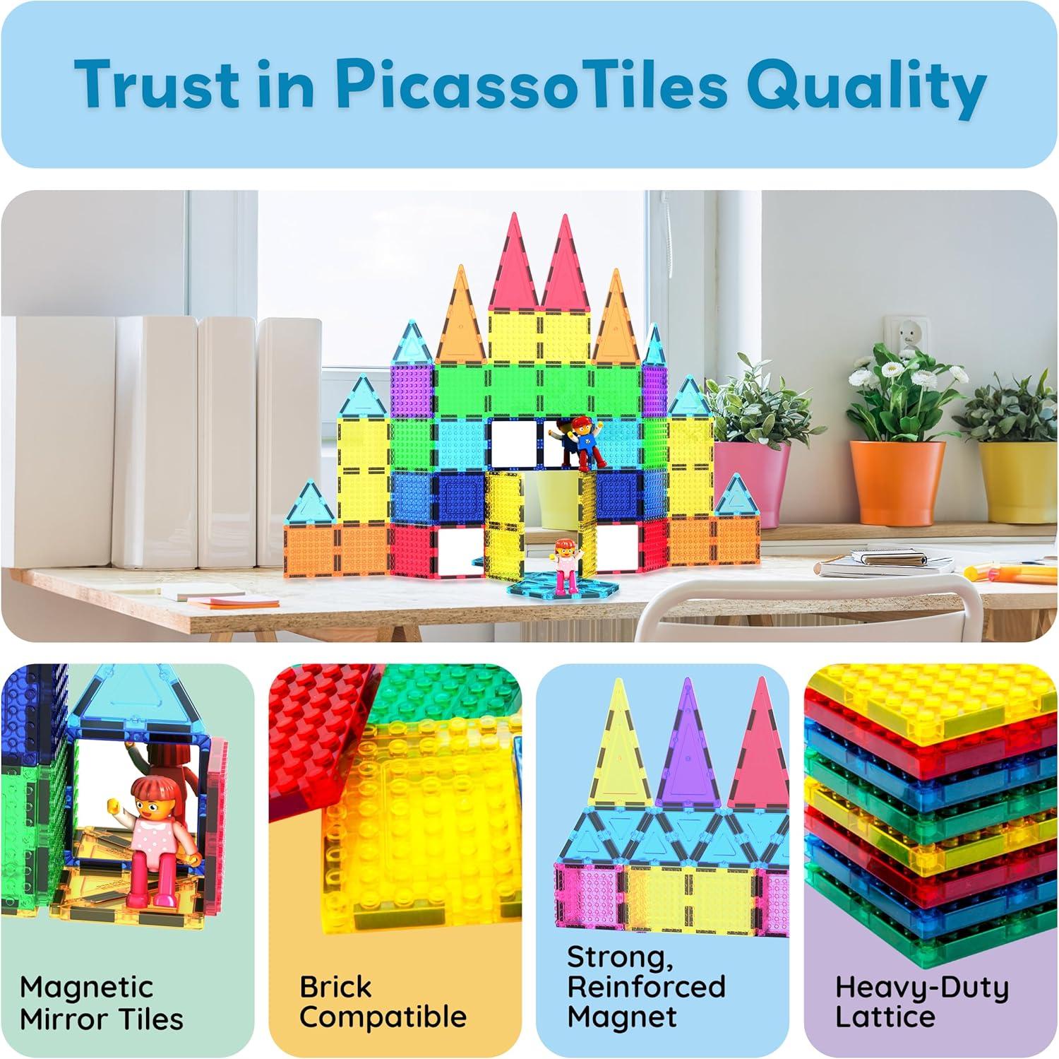 imagePicassoTiles Brick Baseplate Classic Building Block Foundation Kit 20 Pack 10quotx10quot Platform Multi Color Bricks Stud Blocks Compatible with All Major Brands STEM Construction Set Kids Ages 3 PBS0263pcs With 2 Character