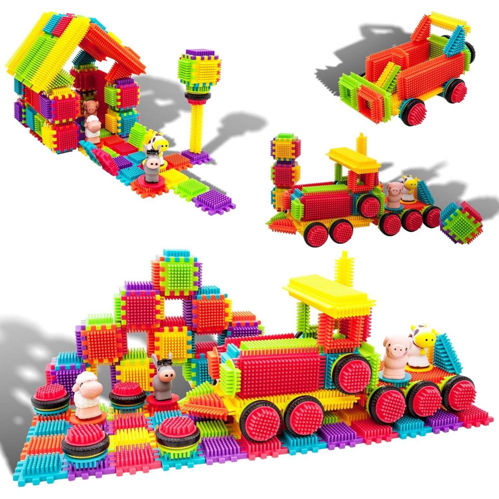 imagePicassoTiles PTB151 151pcs Hedgehog Lock Block STEM Building Tiles Truck Theme Set Learning Playset STEM Toy Set Educational Kit Child Brain Development Preschool Kindergarten Toy wAnimal FiguresTruck Theme