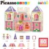 imagePicassoTiles Magnet Building TilesPrincess Castle Theme Magnet Tile with 2 Action Figures Building Blocks Construction Toy Block Stack Magnet Tile Construction Medieval Castle playset