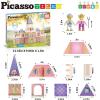 imagePicassoTiles Magnet Building TilesPrincess Castle Theme Magnet Tile with 2 Action Figures Building Blocks Construction Toy Block Stack Magnet Tile Construction Medieval Castle playset