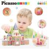 imagePicassoTiles Magnet Building TilesPrincess Castle Theme Magnet Tile with 2 Action Figures Building Blocks Construction Toy Block Stack Magnet Tile Construction Medieval Castle playset