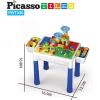 imagePicassoTiles 585pc Kids Activity Table Magnetic Tiles and Building Bricks STEM Pretend Play Learning with Reversible Brick Whiteboard Tabletop Storage Bins and AddOn Toys Boys Girls Ages 3 PBT585331pc BrickWater ContainerMarble Run