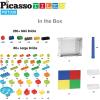 imagePicassoTiles 585pc Kids Activity Table Magnetic Tiles and Building Bricks STEM Pretend Play Learning with Reversible Brick Whiteboard Tabletop Storage Bins and AddOn Toys Boys Girls Ages 3 PBT585331pc BrickWater ContainerMarble Run