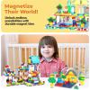 imagePicassoTiles 585pc Kids Activity Table Magnetic Tiles and Building Bricks STEM Pretend Play Learning with Reversible Brick Whiteboard Tabletop Storage Bins and AddOn Toys Boys Girls Ages 3 PBT585585pc Magnetic Tiles and Bricks and Whiteboard