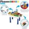 imagePicassoTiles 585pc Kids Activity Table Magnetic Tiles and Building Bricks STEM Pretend Play Learning with Reversible Brick Whiteboard Tabletop Storage Bins and AddOn Toys Boys Girls Ages 3 PBT585331pc BrickWater ContainerMarble Run