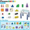 imagePicassoTiles 585pc Kids Activity Table Magnetic Tiles and Building Bricks STEM Pretend Play Learning with Reversible Brick Whiteboard Tabletop Storage Bins and AddOn Toys Boys Girls Ages 3 PBT585316 PCs Magnetic TilesBrickWater Container