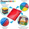 imagePicassoTiles 585pc Kids Activity Table Magnetic Tiles and Building Bricks STEM Pretend Play Learning with Reversible Brick Whiteboard Tabletop Storage Bins and AddOn Toys Boys Girls Ages 3 PBT585316 PCs Magnetic TilesBrickWater Container