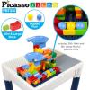 imagePicassoTiles 585pc Kids Activity Table Magnetic Tiles and Building Bricks STEM Pretend Play Learning with Reversible Brick Whiteboard Tabletop Storage Bins and AddOn Toys Boys Girls Ages 3 PBT585331pc BrickWater ContainerMarble Run