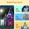 imagePicassoTiles Magnet Tile Building Block Family Homestead Doll House Theme Playset 8 Character Action Figures Double Sided Magnetic Tiles Printing STEM Education Learning Kit Toy Set Kids Ages 3 PTQ06Haunted House