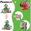 imagePicassoTiles Magnet Tile Building Block Family Homestead Doll House Theme Playset 8 Character Action Figures Double Sided Magnetic Tiles Printing STEM Education Learning Kit Toy Set Kids Ages 3 PTQ06Ninja Dojo House