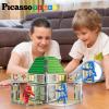 imagePicassoTiles Magnet Tile Building Block Family Homestead Doll House Theme Playset 8 Character Action Figures Double Sided Magnetic Tiles Printing STEM Education Learning Kit Toy Set Kids Ages 3 PTQ06Ninja Dojo House