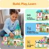 imagePicassoTiles Magnet Tile Building Block Family Homestead Doll House Theme Playset 8 Character Action Figures Double Sided Magnetic Tiles Printing STEM Education Learning Kit Toy Set Kids Ages 3 PTQ06Medieval and Castle