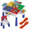 imagePicassoTiles 585pc Kids Activity Table Magnetic Tiles and Building Bricks STEM Pretend Play Learning with Reversible Brick Whiteboard Tabletop Storage Bins and AddOn Toys Boys Girls Ages 3 PBT585581 PCs Table  Storage Bin  Chair Set
