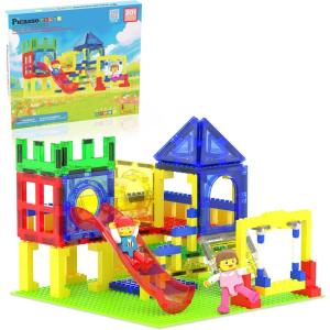imagePicassoTiles Magnet Tile Building Block Family Homestead Doll House Theme Playset 8 Character Action Figures Double Sided Magnetic Tiles Printing STEM Education Learning Kit Toy Set Kids Ages 3 PTQ06Slide  Swing Playground