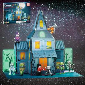 imagePicassoTiles Magnet Tile Building Block Family Homestead Doll House Theme Playset 8 Character Action Figures Double Sided Magnetic Tiles Printing STEM Education Learning Kit Toy Set Kids Ages 3 PTQ06Haunted House