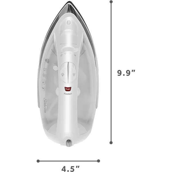 Sunbeam Classic Steam Iron 1200 Watt Midsize AntiDrip Nonstick Soleplate Horizontal or Vertical Shot of Steam with 8 360Degree Swivel Cord and 3Way Auto ShutOff WhiteIron