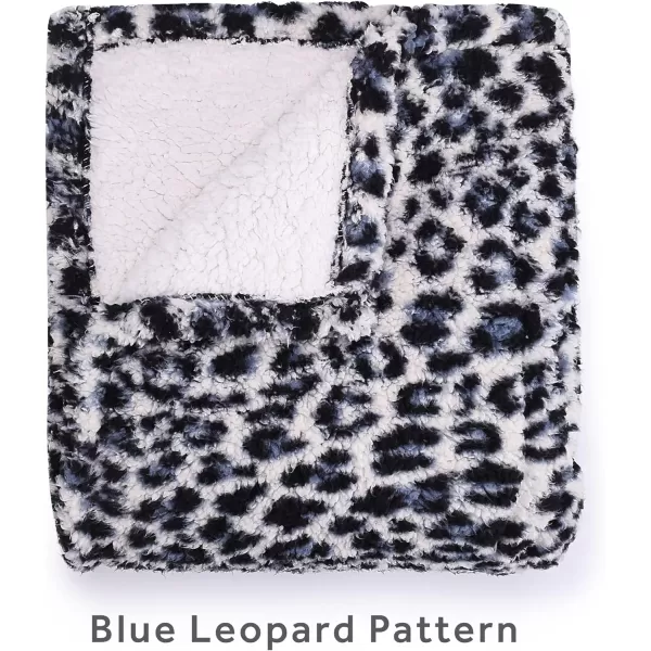 Sunbeam Printed Royal Sherpa Foot Pocket Heated Throw Electric Blanket 50 x 60 4 Heat Settings 4Hour Auto ShutOff Warming Cozy Throw for Couch Sofa or Bed Machine Washable Blue LeopardBlue Leopard