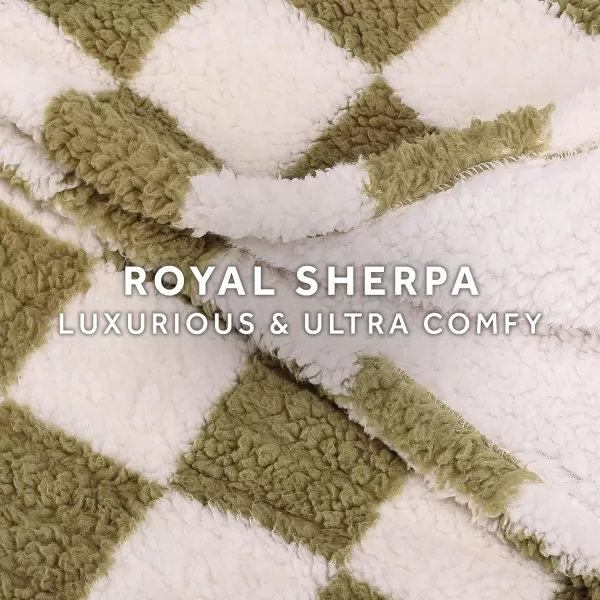 Sunbeam Printed Royal Sherpa Foot Pocket Heated Throw Electric Blanket 50 x 60 4 Heat Settings 4Hour Auto ShutOff Warming Cozy Throw for Couch Sofa or Bed Machine Washable Blue LeopardSage Checkerboard