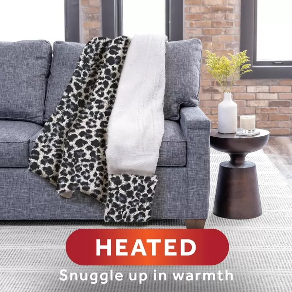 Sunbeam Printed Royal Sherpa Foot Pocket Heated Throw Electric Blanket 50 x 60 4 Heat Settings 4Hour Auto ShutOff Warming Cozy Throw for Couch Sofa or Bed Machine Washable Blue LeopardBlue Leopard