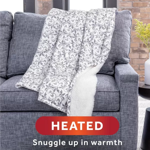 Sunbeam Royal Mink Sherpa Champagne Lattice Heated Personal Throw  Blanket CozyWarm Adjustable Heat SettingsGrey Cape Paisley Throw Heated Throw Blanket