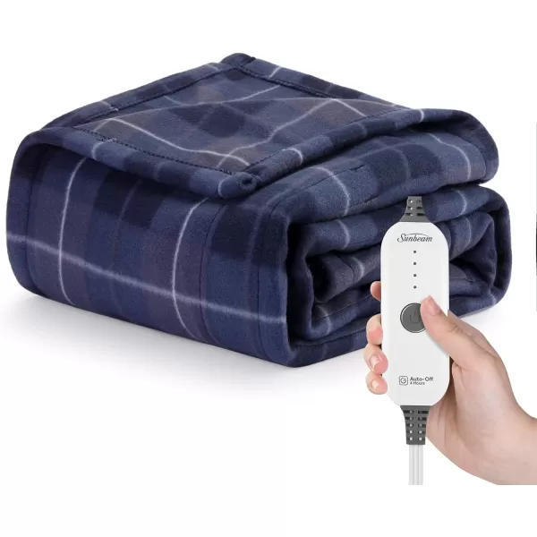 Sunbeam Royal Mink Sherpa Heated Throw Electric Blanket 50 x 60 4 Heat Settings 4Hour Auto ShutOff Warming Throw for Couch Fast Heating Machine Washable Warm and Cozy Grey Cape PaisleyAdmiral Blue