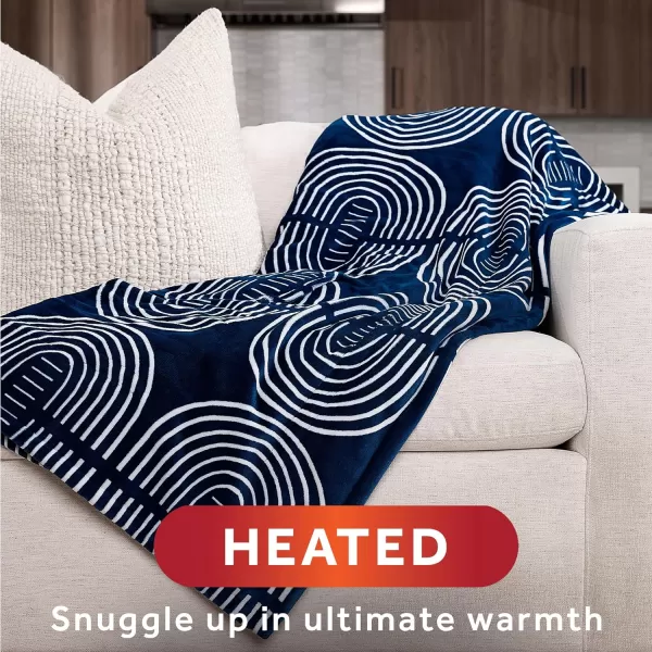 Sunbeam Royal Posh Dove Grey Heated Personal Throw  Blanket CozyWarm Adjustable Heat Settings 11918Blue Rounds