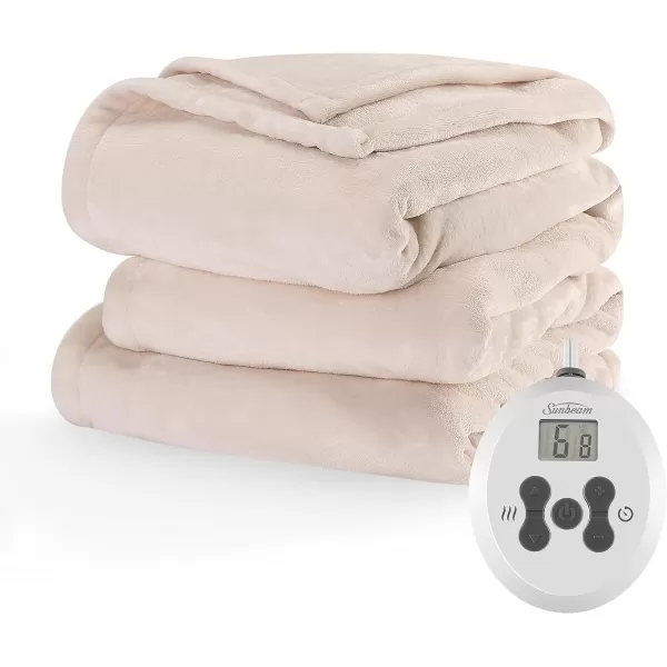 Sunbeam Royal Posh Dove Grey Heated Personal Throw  Blanket CozyWarm Adjustable Heat Settings 11918Champagne