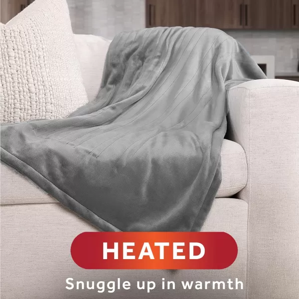 Sunbeam Royal Posh Dove Grey Heated Personal Throw  Blanket CozyWarm Adjustable Heat Settings 11918Dove Grey