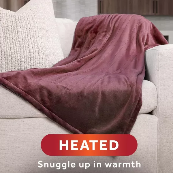 Sunbeam Royal Posh Dove Grey Heated Personal Throw  Blanket CozyWarm Adjustable Heat Settings 11918Garnet