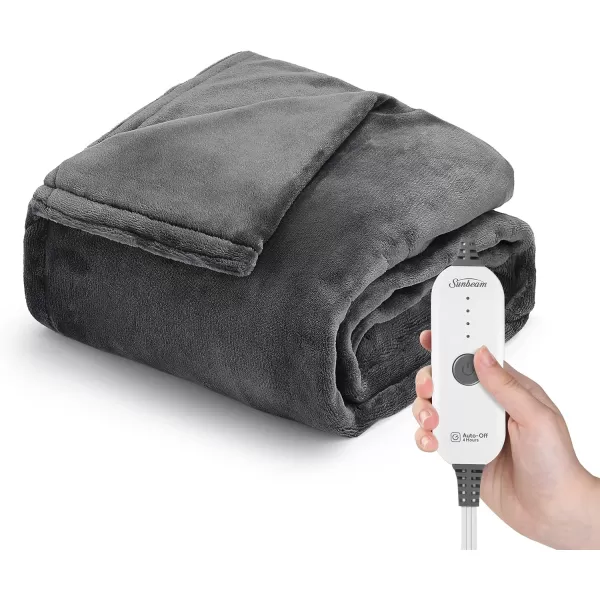 Sunbeam Royal Posh Dove Grey Heated Personal Throw  Blanket CozyWarm Adjustable Heat Settings 11918Night Fog